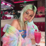 Colorful Gradient Print Teddy Coat-Fuzzy Jackets-Arimonz-Arimonz