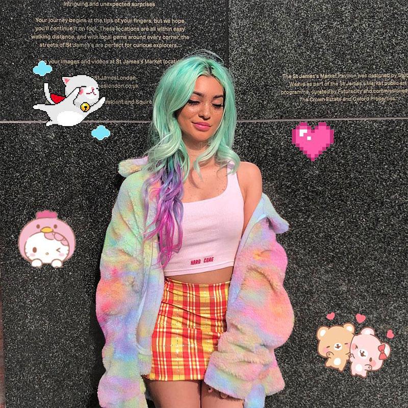 Colorful Gradient Print Teddy Coat-Fuzzy Jackets-Arimonz-Arimonz
