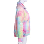 Colorful Gradient Print Teddy Coat-Fuzzy Jackets-Arimonz-Arimonz