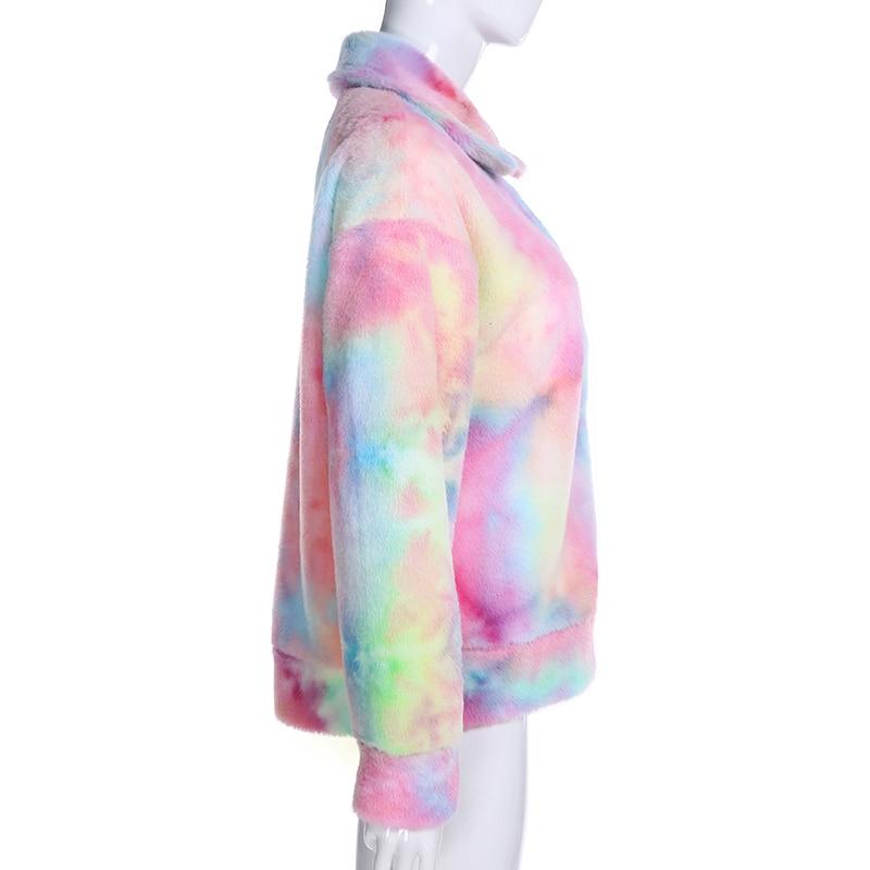 Colorful Gradient Print Teddy Coat-Fuzzy Jackets-Arimonz-Arimonz