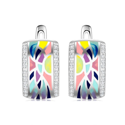 Colorful Sparkling Stud Earrings For Women Clip Earrings Fine Jewelry-Earrings-Arimonz-Arimonz