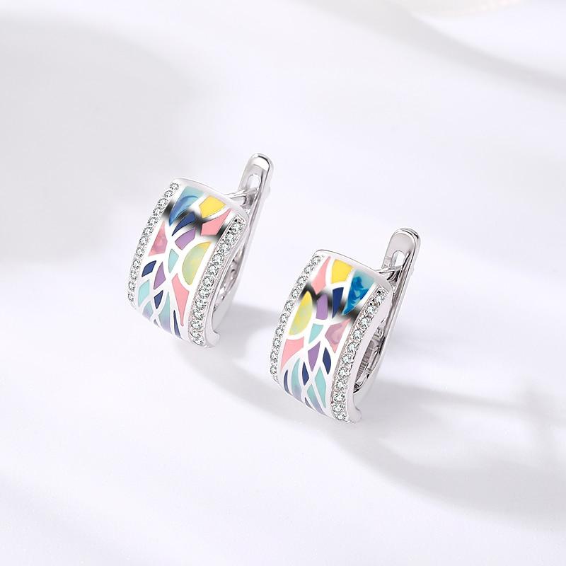 Colorful Sparkling Stud Earrings For Women Clip Earrings Fine Jewelry-Earrings-Arimonz-Arimonz