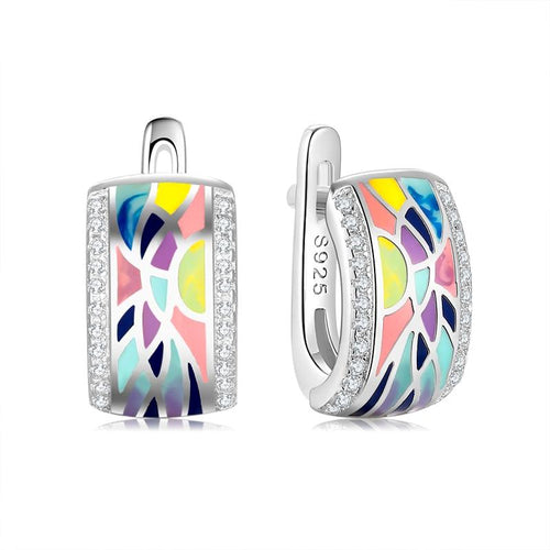 Colorful Sparkling Stud Earrings For Women Clip Earrings Fine Jewelry-Earrings-Arimonz-Arimonz