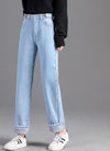 Comfortable Velvet Inside High Waist Push Up Straight Jeans-Straight Jeans-Arimonz-Arimonz