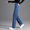 Comfortable Velvet Inside High Waist Push Up Straight Jeans-Straight Jeans-Arimonz-Blue-S-Arimonz