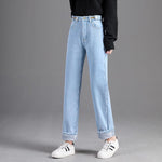 Comfortable Velvet Inside High Waist Push Up Straight Jeans-Straight Jeans-Arimonz-Sky blue-S-Arimonz