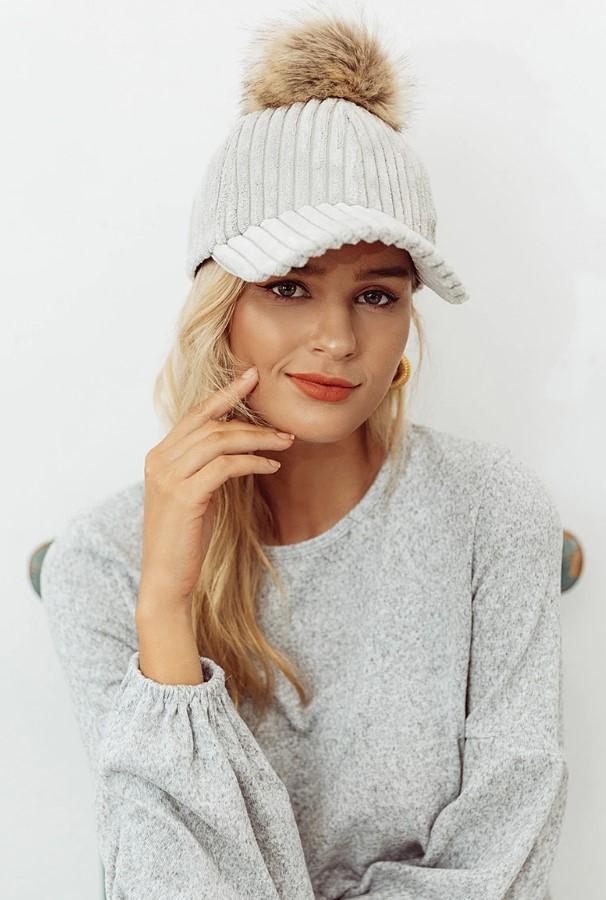 Corduroy Hair Ball Adjustable Hat-Hats-Arimonz-Arimonz