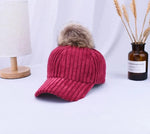 Corduroy Hair Ball Adjustable Hat-Hats-Arimonz-Arimonz
