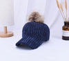 Corduroy Hair Ball Adjustable Hat-Hats-Arimonz-Arimonz