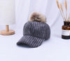 Corduroy Hair Ball Adjustable Hat-Hats-Arimonz-Arimonz