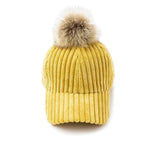Corduroy Hair Ball Adjustable Hat-Hats-Arimonz-GINGER-Arimonz