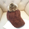 Corduroy Hair Ball Women Hat Cap Adjustable Baseball Caps Female Hat-Women's Caps-Arimonz-Arimonz