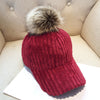 Corduroy Hair Ball Women Hat Cap Adjustable Baseball Caps Female Hat-Women's Caps-Arimonz-Arimonz
