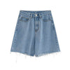 Cotton Denim Shorts Jeans Half Length Short High Waist Biker Shorts-Denim Shorts-Arimonz-S-Arimonz