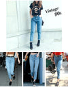 Cotton Vintage High Waist Mom Straight Jean-Straight Jeans-Arimonz-Arimonz