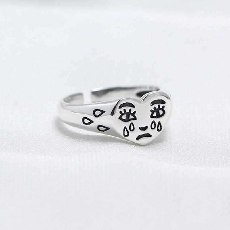 Creative Cry Face Rings for Women Trendy Resizable Ring Jewelry-Rings-Arimonz-Arimonz