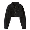 Cropped Denim Jacket-Jean Jackets-Arimonz-Black-S-Arimonz