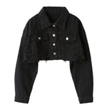 Cropped Denim Jacket-Jean Jackets-Arimonz-Black-S-Arimonz