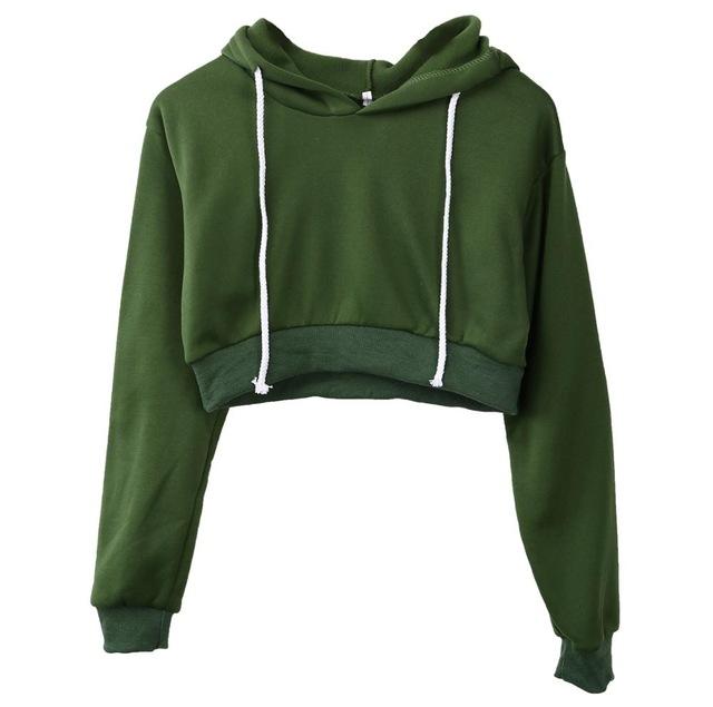Cropped Hoodie Pullover-Pullovers-Arimonz-Green-S-Arimonz