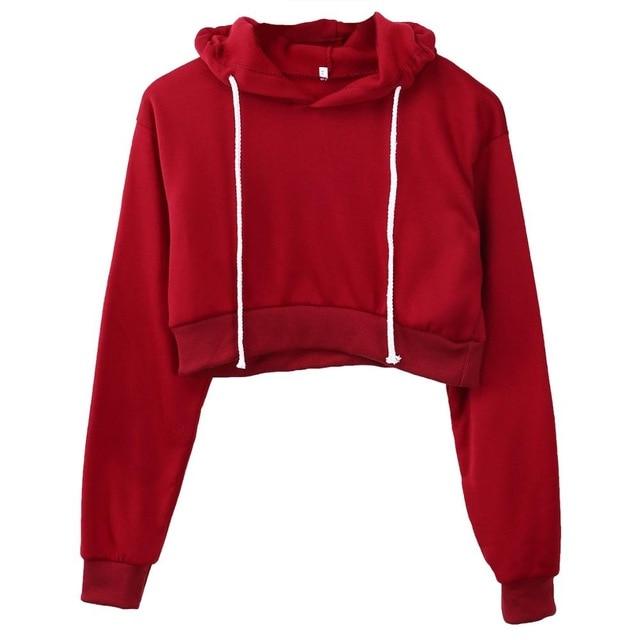Cropped Hoodie Pullover-Pullovers-Arimonz-Pink-S-Arimonz