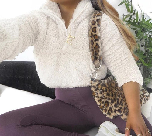 Cropped Pullover with Pocket-Pullovers-Arimonz-Arimonz