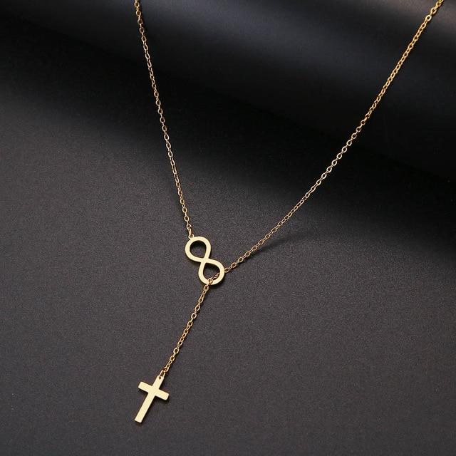 Cross and Infinity Necklaces Pendant For Women Simple Design Necklace Jewelry-Necklaces-Arimonz-Gold-Arimonz