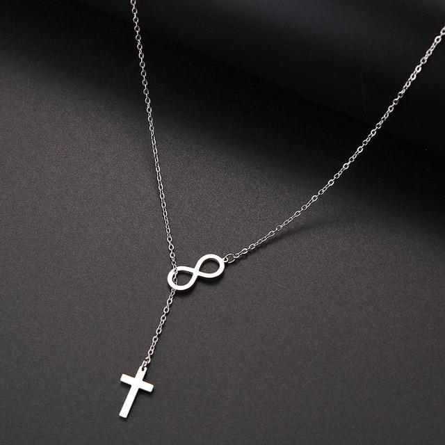 Cross and Infinity Necklaces Pendant For Women Simple Design Necklace Jewelry-Necklaces-Arimonz-Silver-Arimonz