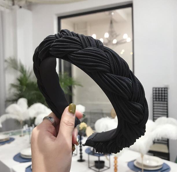 Cross Knot Braid Headband Headwear Wide Side Hair Accessories-Hair Accessories-Arimonz-black hairband-Arimonz