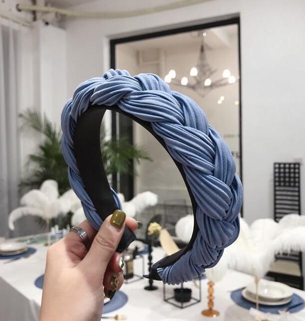 Cross Knot Braid Headband Headwear Wide Side Hair Accessories-Hair Accessories-Arimonz-blue hairband-Arimonz
