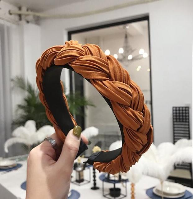 Cross Knot Braid Headband Headwear Wide Side Hair Accessories-Hair Accessories-Arimonz-orange hairband-Arimonz