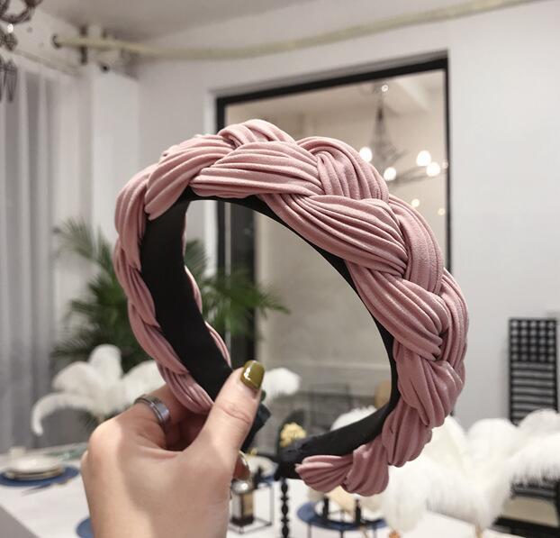 Cross Knot Braid Headband Headwear Wide Side Hair Accessories-Hair Accessories-Arimonz-pink hairband-Arimonz