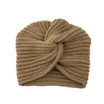 Cross Wrap Knitted Bonnet Hat-Hats-Arimonz-Khaki-Arimonz