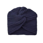 Cross Wrap Knitted Bonnet Hat-Hats-Arimonz-Navy blue-Arimonz