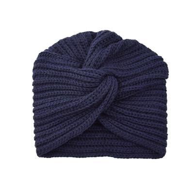 Cross Wrap Knitted Bonnet Hat-Hats-Arimonz-Navy blue-Arimonz