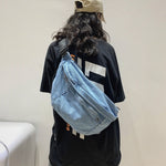Crossbody Bag Shoulder Bag Denim Women Large Capacity Messenger Bag-Handbags-Arimonz-Light Blue Waist Bag-Arimonz