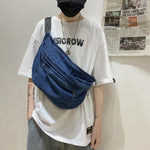 Crossbody Bag Shoulder Bag Denim Women Large Capacity Messenger Bag-Handbags-Arimonz-Navy Blue Waist Bag-Arimonz