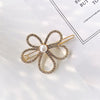 Crystal Flower Shape Hair Clip Pin Women Shiny Rhinestone Hair Clip-Hair Accessories-Arimonz-One pearl-Arimonz