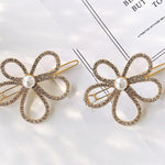 Crystal Flower Shape Hair Clip Pin Women Shiny Rhinestone Hair Clip-Hair Accessories-Arimonz-Two pearl flower-Arimonz