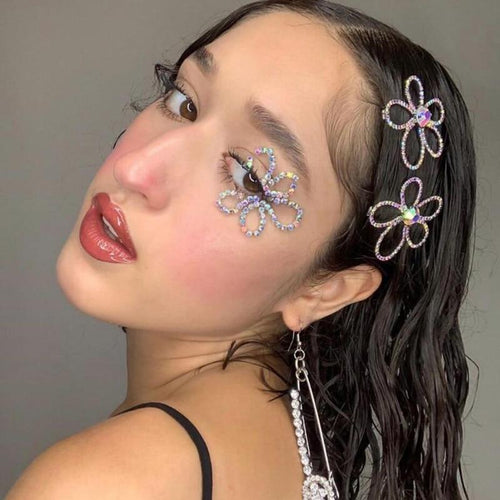 Crystal Flower Shape Hair Clip Pin Women Shiny Rhinestone Hair Clip-Hair Accessories-Arimonz-Arimonz