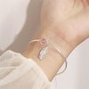 Crystal Round Bead Feather Charm Bracelet-Braceletes-Arimonz-Arimonz