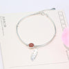 Crystal Round Bead Feather Charm Bracelet-Braceletes-Arimonz-Arimonz