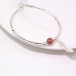 Crystal Round Bead Feather Charm Bracelet-Braceletes-Arimonz-Arimonz