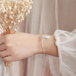 Crystal Round Bead Feather Charm Bracelet-Braceletes-Arimonz-Arimonz