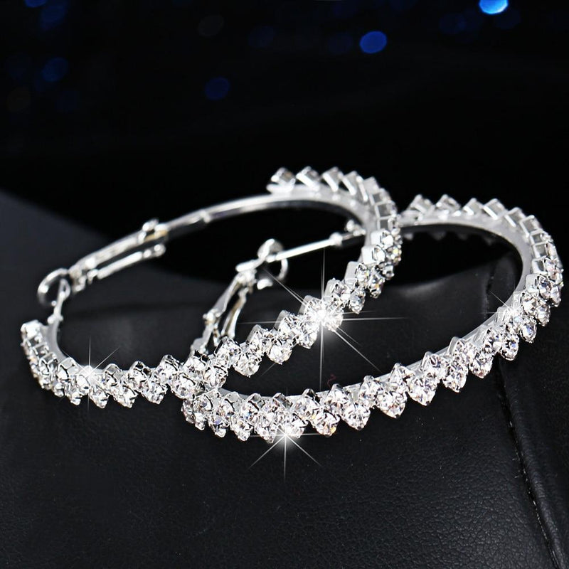 Crystal Round Hoop Earrings-Earrings-Arimonz-Arimonz