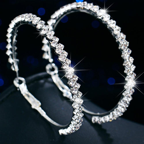 Crystal Round Hoop Earrings-Earrings-Arimonz-Arimonz