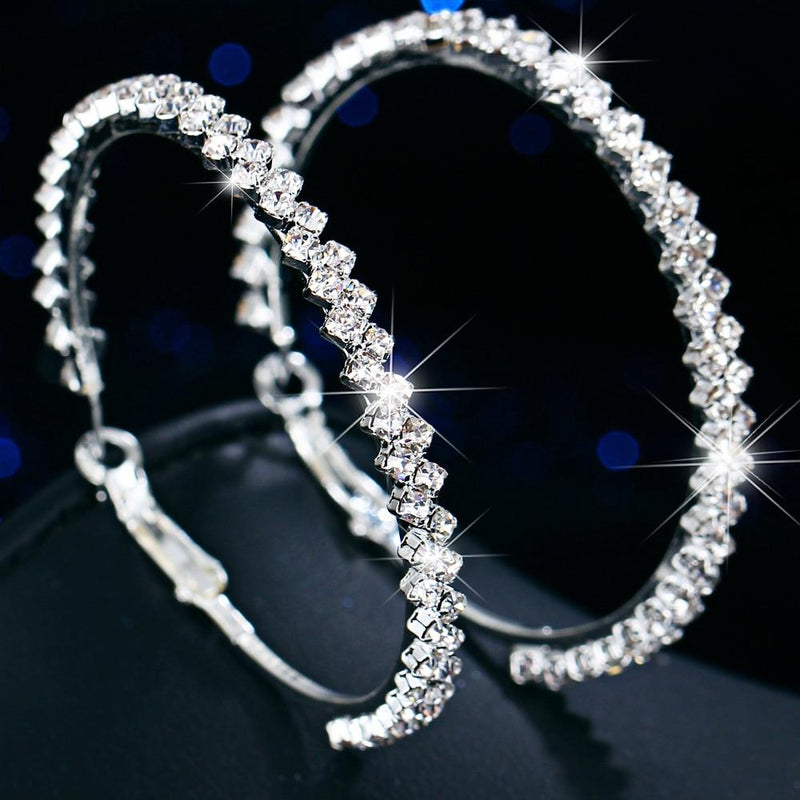 Crystal Round Hoop Earrings-Earrings-Arimonz-Arimonz