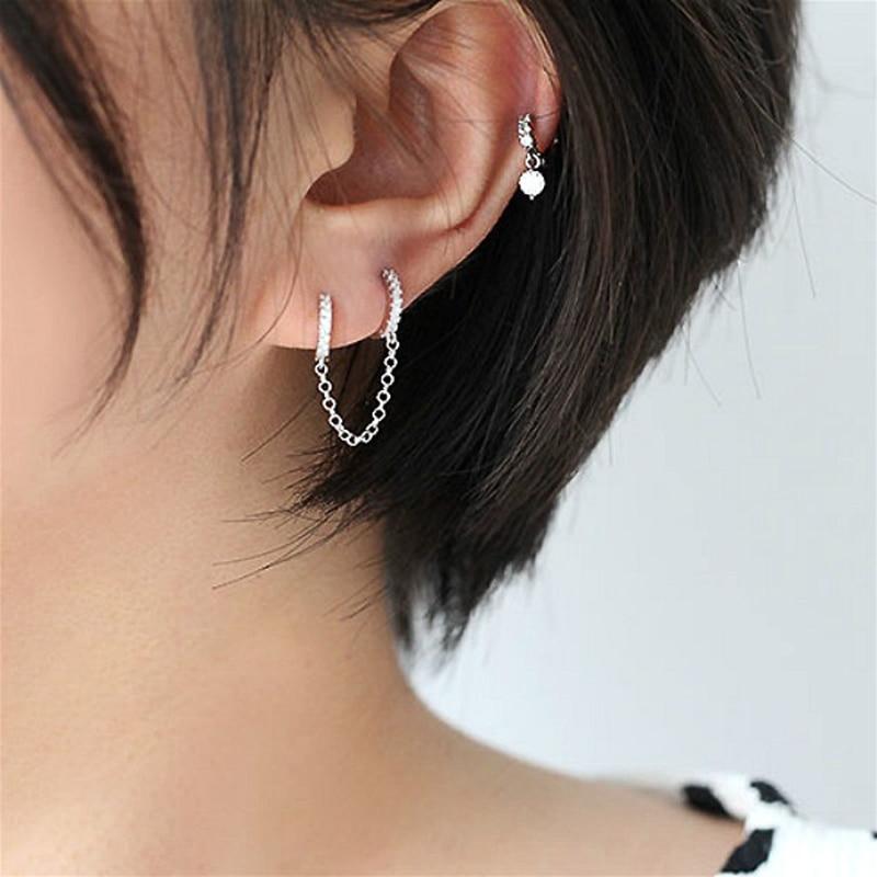Crystal Zircon Chain Earring-Earrings-Arimonz-Arimonz