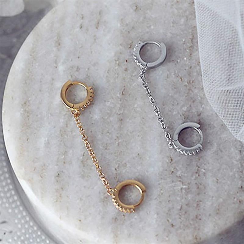 Crystal Zircon Chain Earring-Earrings-Arimonz-Arimonz