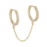 Crystal Zircon Chain Earring-Earrings-Arimonz-Gold-Arimonz