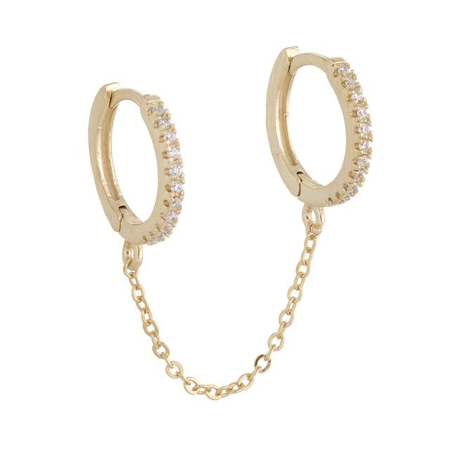 Crystal Zircon Chain Earring-Earrings-Arimonz-Gold-Arimonz
